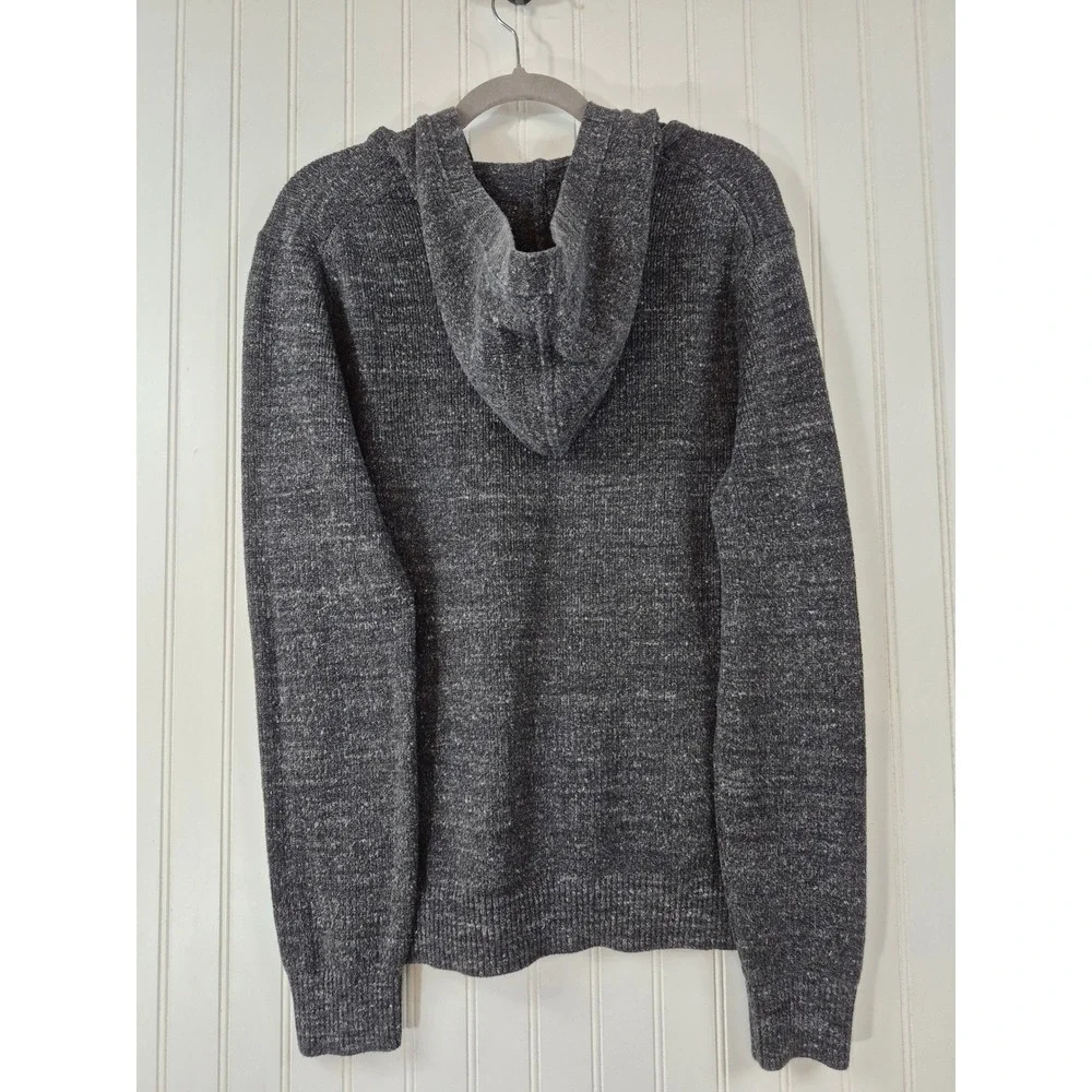 Banana Republic Mens 1/4 Zip Hooded Sweater Charcoal Gray Marl Size M Outdoor